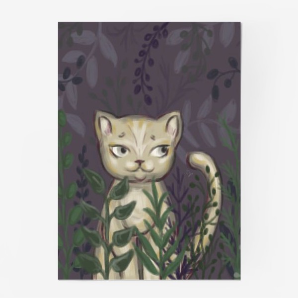 Постер «Кошка в растениях.»