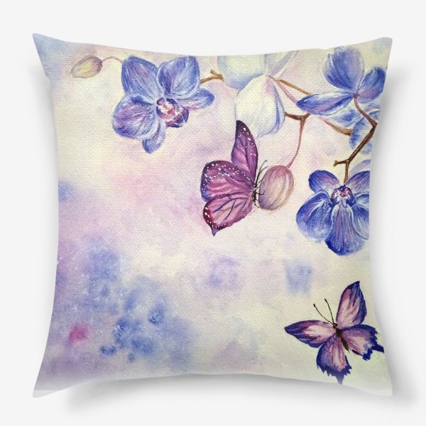 Подушка «Орхидеи и бабочки»