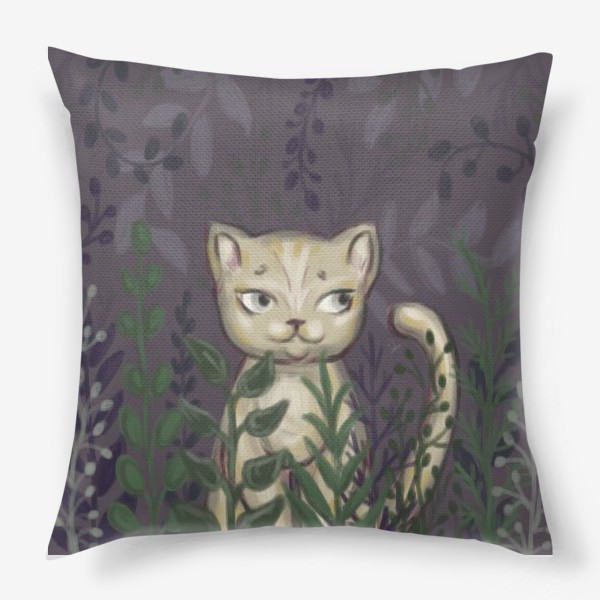 Подушка «Кошка в растениях.»