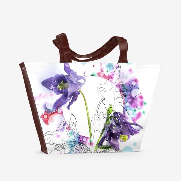 Пляжная сумка &laquo;Цветы и акварели&raquo;