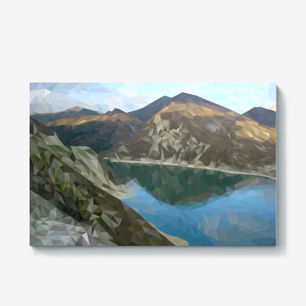 Холст &laquo;Озеро в горах в полигональной технике&raquo;