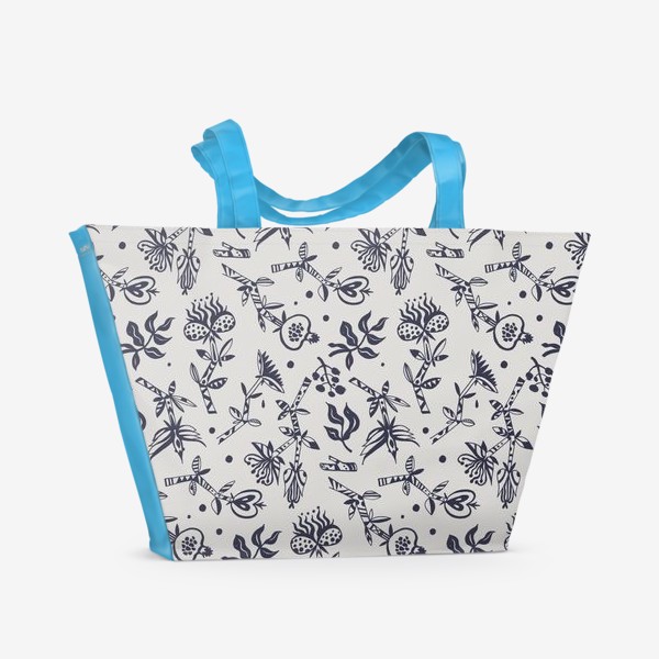 Пляжная сумка «Цветочный узор в стиле древа жизни»