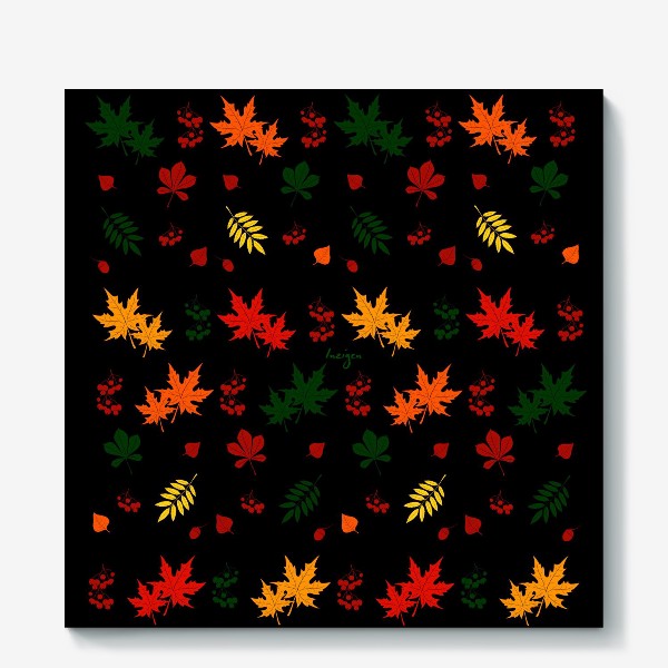 Холст «Осень. Листья (на черном)»