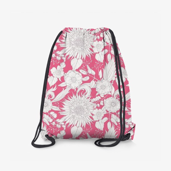Рюкзак «Паттерн из луговых цветов на розовом фоне»
