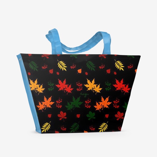 Пляжная сумка «Осень. Листья (на черном)»