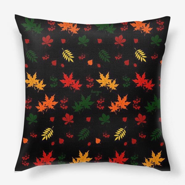 Подушка «Осень. Листья (на черном)»