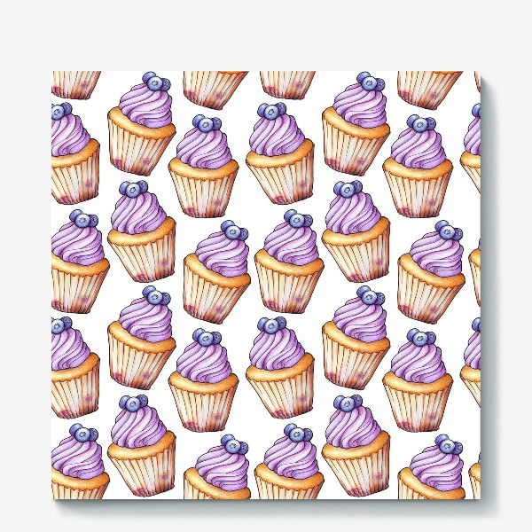Холст «Blueberry capcake pattern»