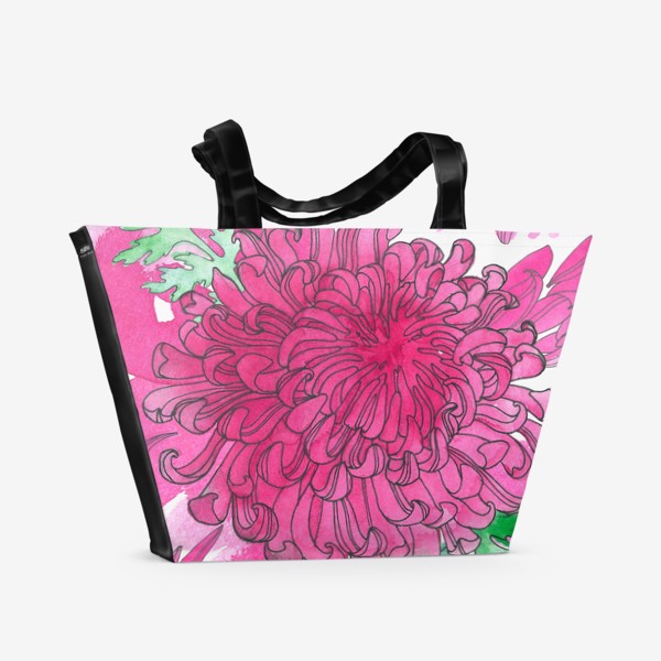 Пляжная сумка «Акварельная японская хризантема»