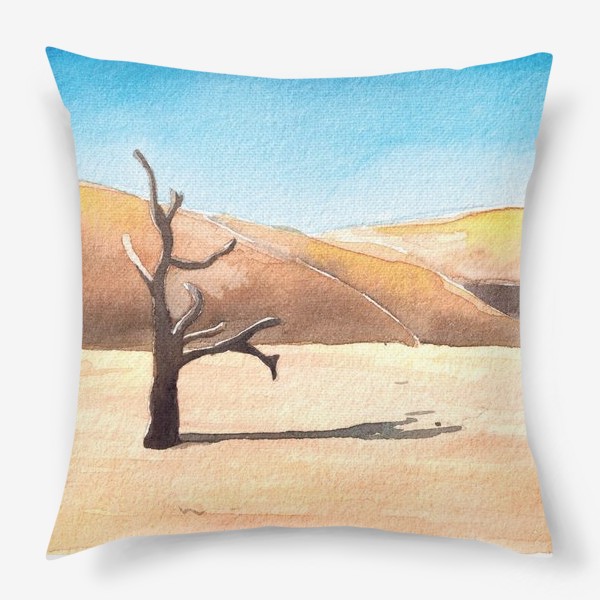 Подушка «Акварельный пейзаж - пустыня»