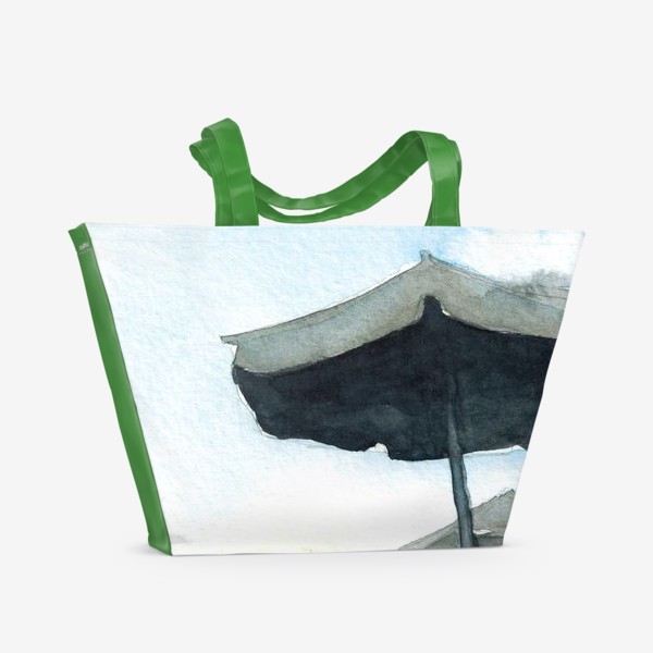 Пляжная сумка &laquo;Зонтики на фоне закатного неба, акварель&raquo;