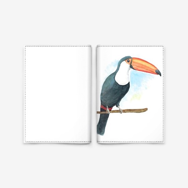 Обложка для паспорта «Акварельный тукан на ветке»