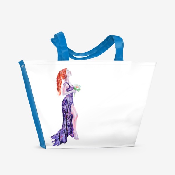 Пляжная сумка «Рыжеволосая сказочная девушка с цветком»