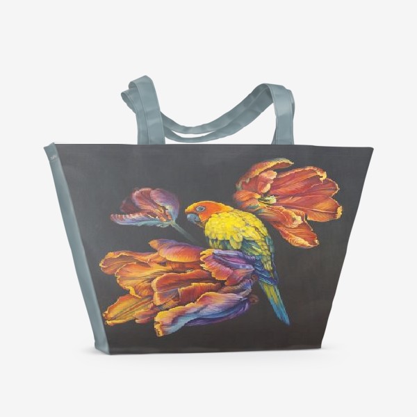 Пляжная сумка «Попугайные тюльпаны. »