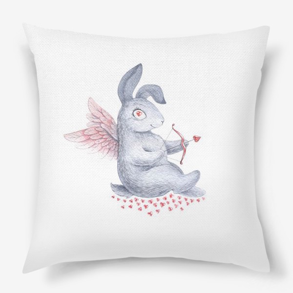 Подушка «Зайка-купидон (заяц, кролик, сердце, любовь)»