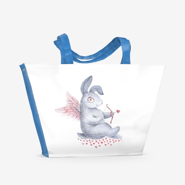 Пляжная сумка &laquo;Зайка-купидон (заяц, кролик, сердце, любовь)&raquo;