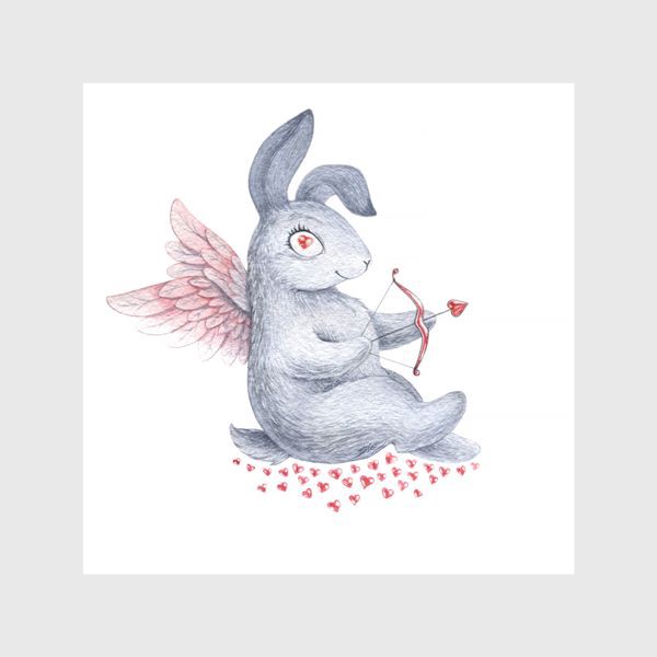 Шторы «Зайка-купидон (заяц, кролик, сердце, любовь)»