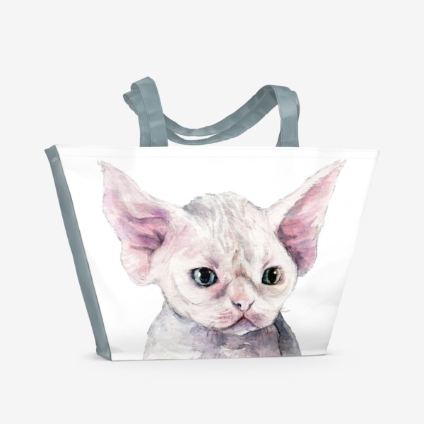 Пляжная сумка &laquo;белый котенок девонрекс&raquo;