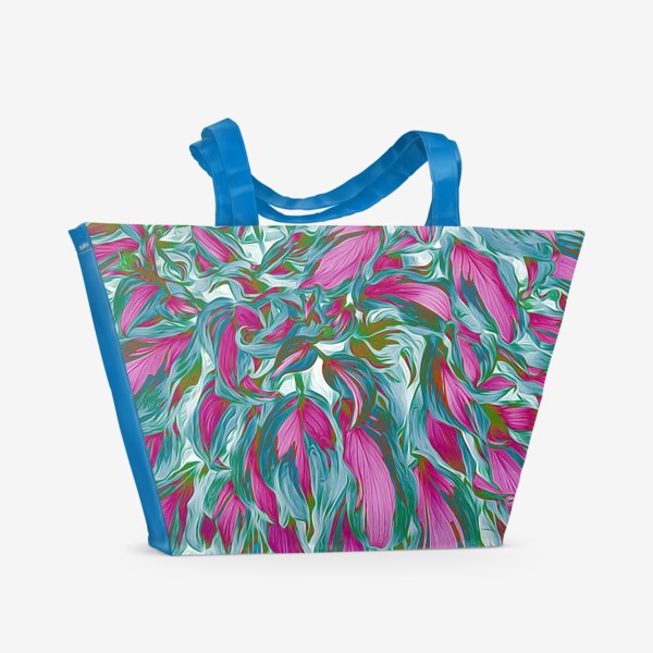 Пляжная сумка &laquo;Зелено-розовые листья&raquo;