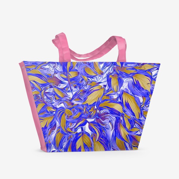 Пляжная сумка «Сине-оранжевые листья »