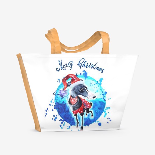 Пляжная сумка «Новогодняя собака»