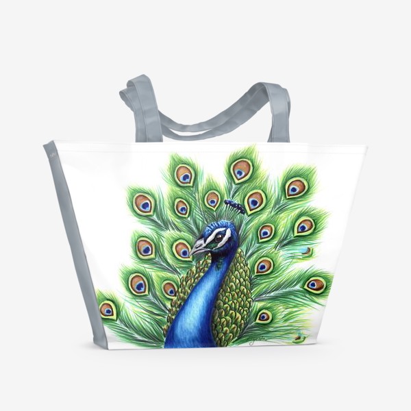 Пляжная сумка «Птица павлин»