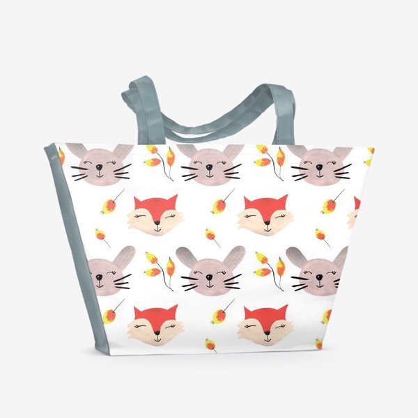 Пляжная сумка «Паттерн милые зайчик и лисичка»
