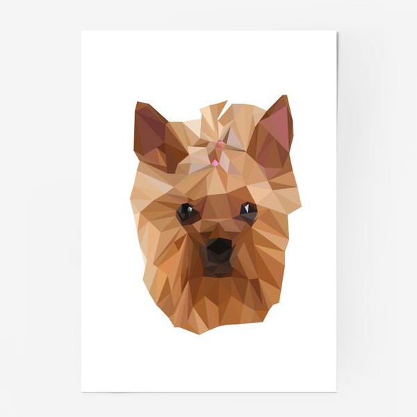 Постер «Йоркширский терьер, милейшая собака в стиле лоу-поли»