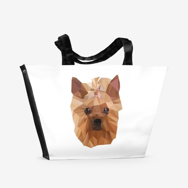Пляжная сумка &laquo;Йоркширский терьер, милейшая собака в стиле лоу-поли&raquo;