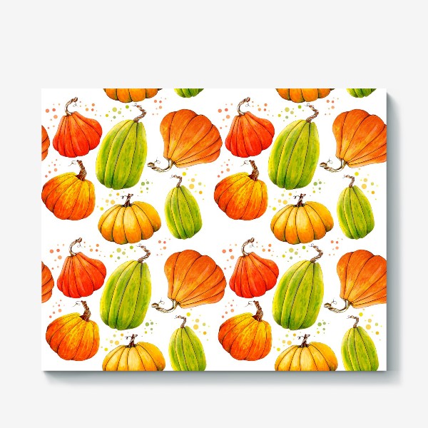 Холст «Halloween, Pumpkin pattern, Autumn background»