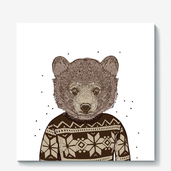 Холст &laquo;Медведь в свитере&raquo;