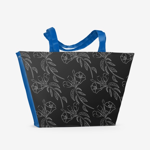 Пляжная сумка «Цветочный паттерн на сером фоне»