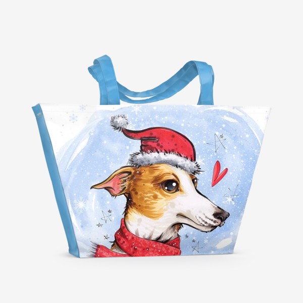 Пляжная сумка «Новогодний пес »