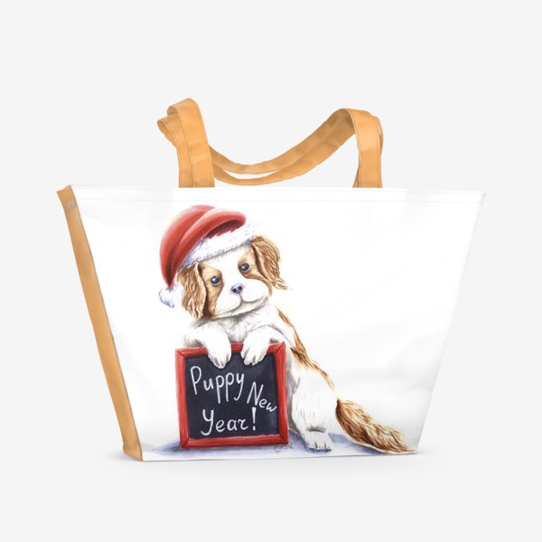 Пляжная сумка «Новогодний щенок Puppy New Year!»