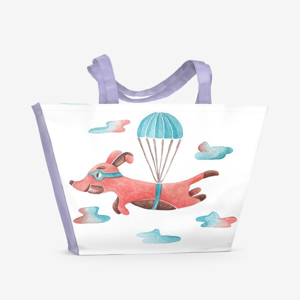 Пляжная сумка «Пёсик на воздушном шаре»