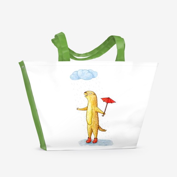 Пляжная сумка «Суслик под дождем»