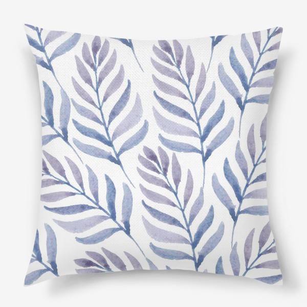 Подушка «Фиолетовые  акварельные листья »