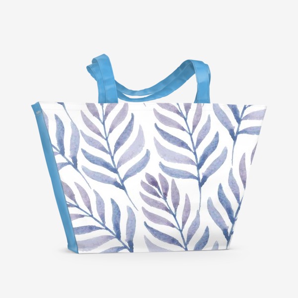 Пляжная сумка &laquo;Фиолетовые  акварельные листья &raquo;