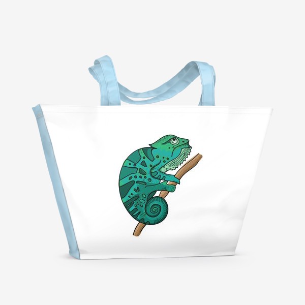 Пляжная сумка «Хамелеон на ветке»