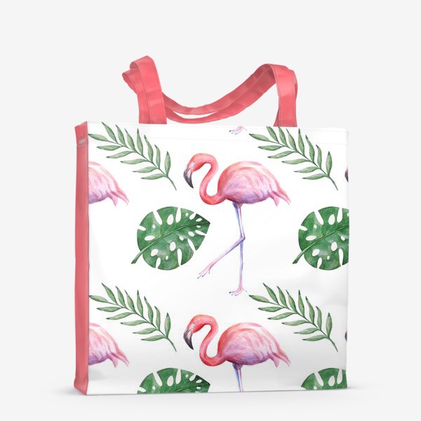 Сумка-шоппер «Тропики с розовым фламинго. Паттерн»