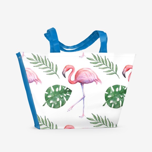 Пляжная сумка &laquo;Тропики с розовым фламинго. Паттерн&raquo;