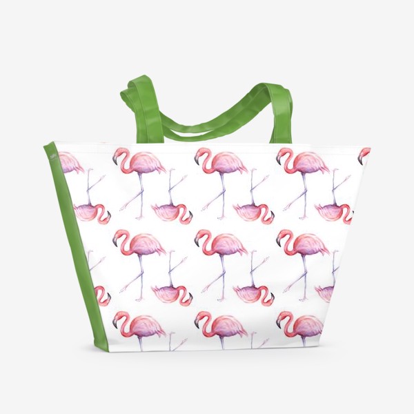 Пляжная сумка «Розовый фламинго. Паттерн»