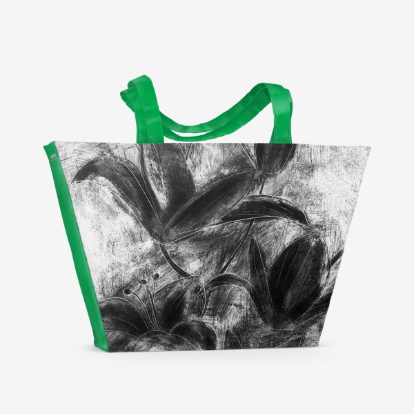 Пляжная сумка «черно-белые лилии»