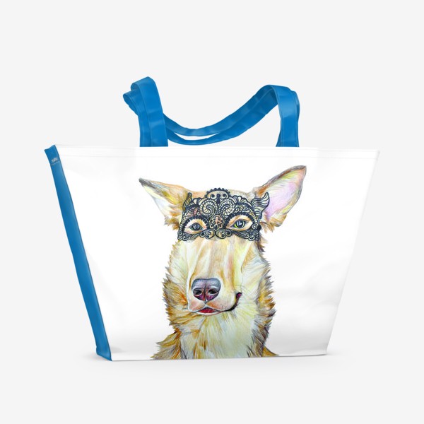 Пляжная сумка «Собака Перси. Новогодний маскарад.»