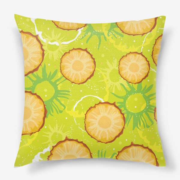 Подушка «Абстрактный сочный паттерн из кусочков ананаса»