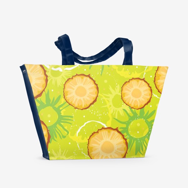 Пляжная сумка «Абстрактный сочный паттерн из кусочков ананаса»