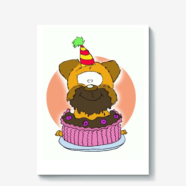 Холст «Грифон с тортиком, с днем рождения!»