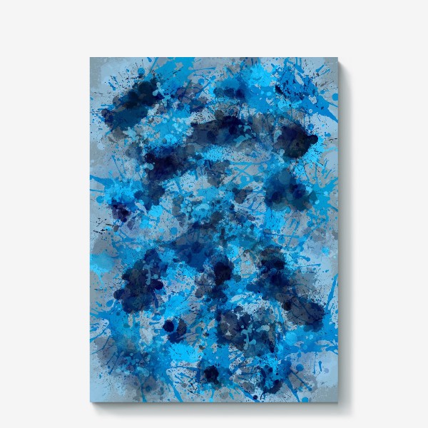 Холст &laquo;Абстрактный рисунок с брызгами синей и голубой краски &raquo;