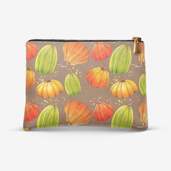 Косметичка «Halloween, Pumpkin pattern, Autumn background»