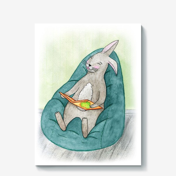 Холст «Читающий заяц»