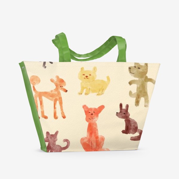 Пляжная сумка «Веселые акварельные собачки»